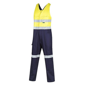 Workit Workwear Hi Vis 2-Tone Regular Weight Action Back Coverall w/Reflective Tape - Yellow Navy