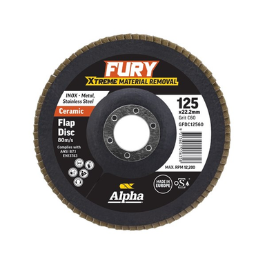 Sheffield ALPHA Fury Ceramic Flap Disc 125mm - Box of 10