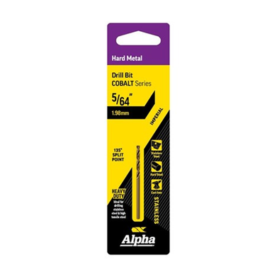 Sheffield ALPHA (1/16in - 5/64in) Imperial Cobalt Series Jobber Drill Bit Carded 1 Pce