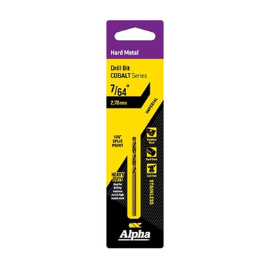 Sheffield ALPHA (3/32in - 7/64in) Imperial Cobalt Series Jobber Drill Bit Carded 1 Pce