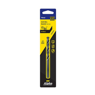 Sheffield ALPHA (1/4in - 17/64in) Imperial Black Series Jobber Drill Bit Carded 1 Pce