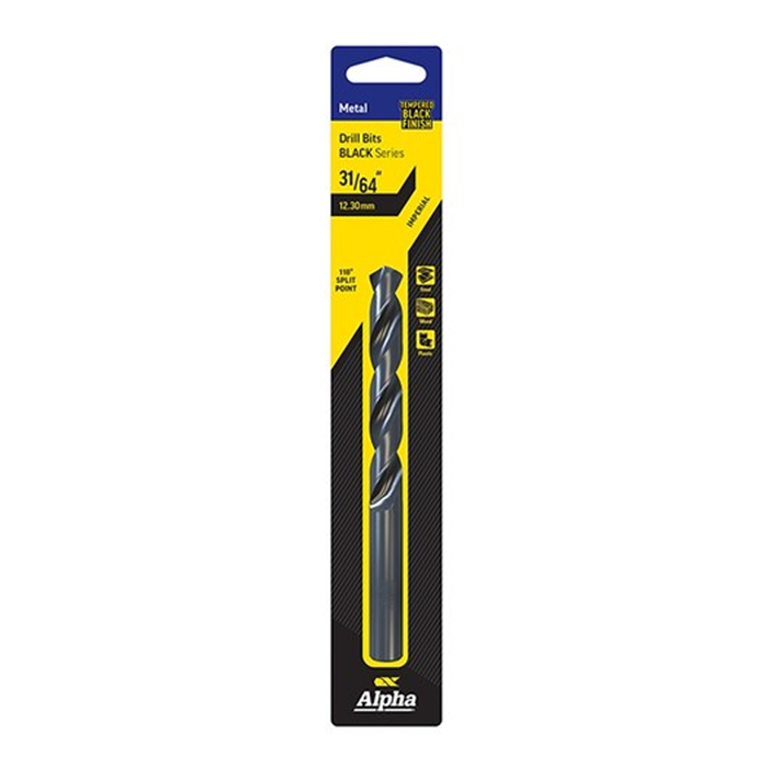 Sheffield ALPHA (6/64in - 5/32in) Imperial Black Series Jobber Drill Bit Carded 1 Pce