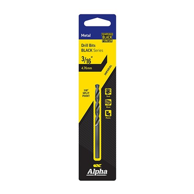 Sheffield ALPHA (11/64in - 3/16in) Imperial Black Series Jobber Drill Bit Carded 1 Pce