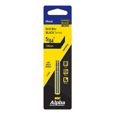 Sheffield ALPHA (1/16in - 5/64in) Imperial Black Series Jobber Drill Bit Carded 2 Pce