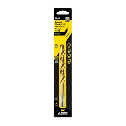 Sheffield ALPHA (7/16 - 25/32in) Imperial Gold Series Reduced Shank Drill Bit Carded 1 Pce