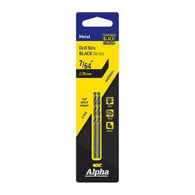 Sheffield ALPHA (3/32in - 7/64in) Imperial Black Series Jobber Drill Bit Carded 2 Pce