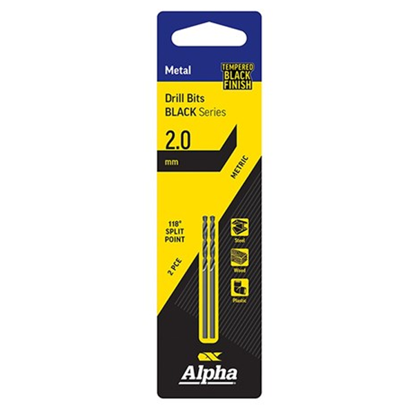 Sheffield ALPHA (2.0 - 2.5mm) Metric Black Series Jobber Drill Bit Handi Pack 10 Pce