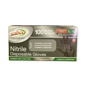 Sabco Nitrile Disposable 100 Black Gloves  