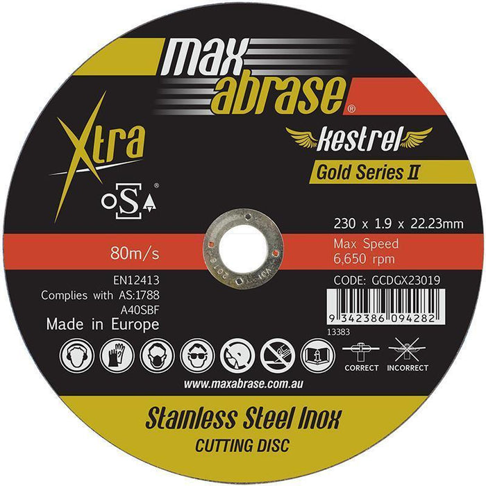 Sheffield Maxabrase 230mm Xtra Gold Series II Cutting Disc Pack of 25