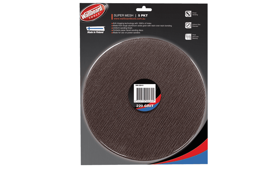 Wallboard Tools Super Mesh for use on the Wallpro Power Sander 5pkt