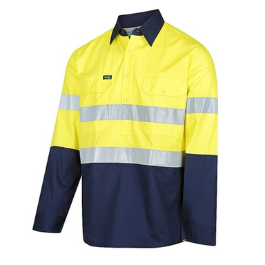 Workit Hi-Vis 2 Tone Closed Front Lightweight Taped Shirt