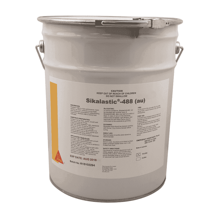 Sikalastic 488SL (au) Waterproofing Membrane 15L Pail Concrete Grey 15 Litres