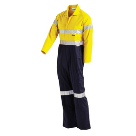 Workit Workwear Hi-Vis 2-Tone Lightweight Taped Coverall With Nylon Press Studs - Yellow/Navy