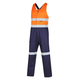 Workit Workwear Hi Vis 2-Tone Regular Weight Action Back Coverall w/Reflective Tape - Orange Navy