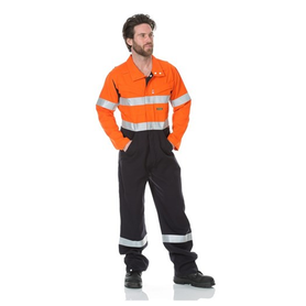Workit Workwear PPE2 Flarex FR Inherent 215gsm Vented Taped Coverall - Orange/Navy