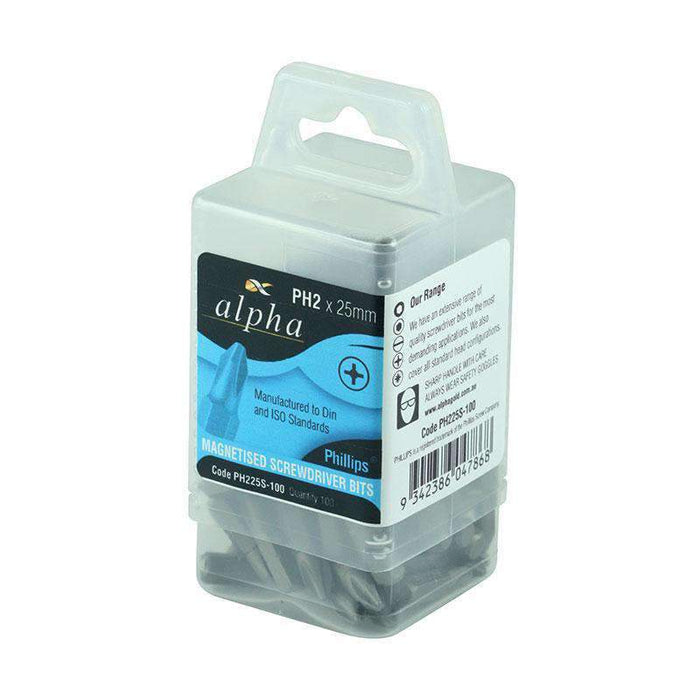 Sheffield Alpha PH2 x 25mm Phillips 1/4" Insert Driver Bits Handipacks (1592290377800)