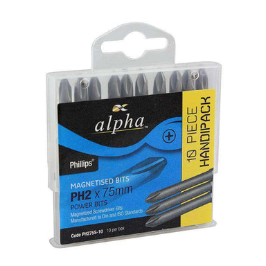 Sheffield Alpha Phillips 1/4" Ribbed Power Driver Bit Handi Packs 10 per pack (3561833332808)