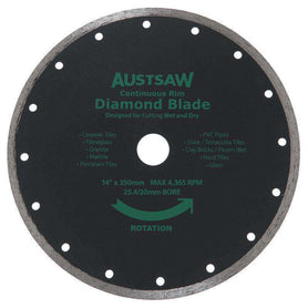 Sheffield AUSTSAW 350mm(14in) Diamond Blade Continuous Rim - 25.4/20mm Bore
