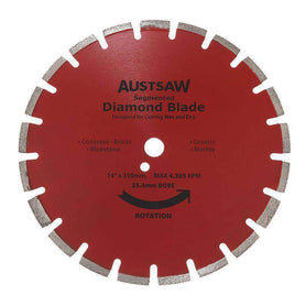 Sheffield Austsaw Diamond Red Blade Segmented Asphalt 25.4/20mm Bore