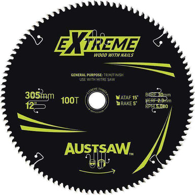 Sheffield Austsaw Extreme Wood w/Nails Blade 305mm x 30/25.4 Bore Carded