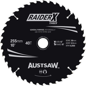 Sheffield Austsaw RaiderX Timber Blade 255mm x 30/25.4 Bore Carded