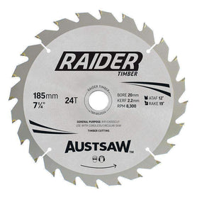 Sheffield Austsaw Raider Timber Blade 185mm x 20/16 Bore Carded