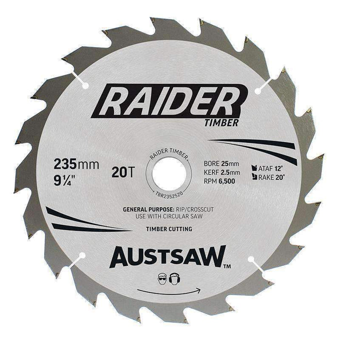 Sheffield Austsaw Raider Timber Blade 235mm x 25 Bore Carded