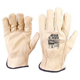 ProChoice Riggamate Beige Premium Cowgrain Gloves Pack of 12 (1444683645000)
