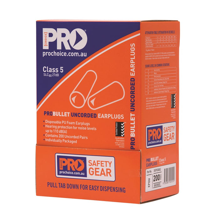 ProChoice Probullet Disposable Uncorded Earplugs Uncorded (1443757293640)