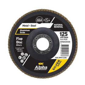 Sheffield ALPHA Flap Disc 125mm Alox Silver Series Bulk