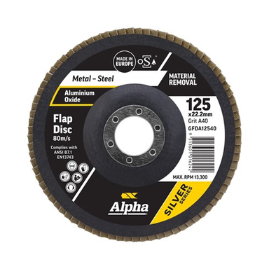 Sheffield ALPHA Flap Disc 125mm Alox Silver Series Bulk Box of 10
