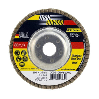 Sheffield Maxabrase 115mm x Z40 Gold Series Flap Disc Pack of 10
