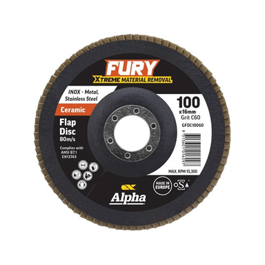 Sheffield ALPHA Fury Ceramic Flap Disc 100mm - Box of 10