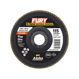 Sheffield ALPHA Fury Ceramic Flap Disc 115mm - Box of 10