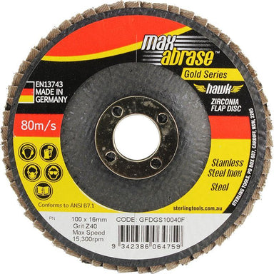 Sheffield Maxabrase 100mm x Z40 Gold Series Flap Disc Pack of 10