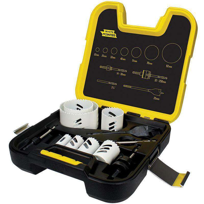 Sheffield Alpha Electricians 11 Piece: White Pointer Holesaw Kit with 70 & 92mm