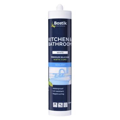 Bostik 300ml White Kitchen & Bathroom Acetic Cure Box of 20 - SPF Construction Products