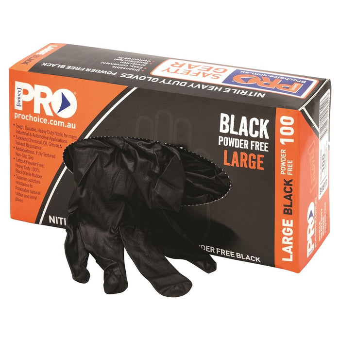 ProChoice Disposable Nitrile Powder Free, Heavy Duty, Black Gloves (1445122801736)