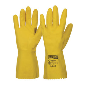 ProChoice Silver lined Latex rubber Gloves Yellow Pack of 12