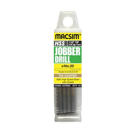 Macsim Tin Coated HSS Stub Jobber Drill Single End Pack of 10