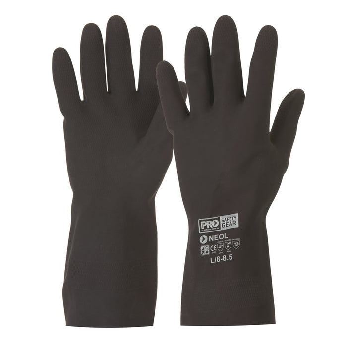 ProChoice Black 33cm Neoprene Gloves Pure Cotton Flock Pack of 12 (1445173133384)