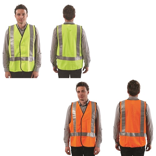 Pro Choice Fluoro H Back Safety Vest Day/Night Use with Reflective Tape Pack of 5