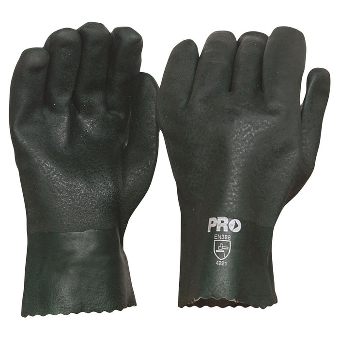 ProChoice 27cm Green Double Dipped Pvc Gloves Large Pack of 12 (1445099339848)