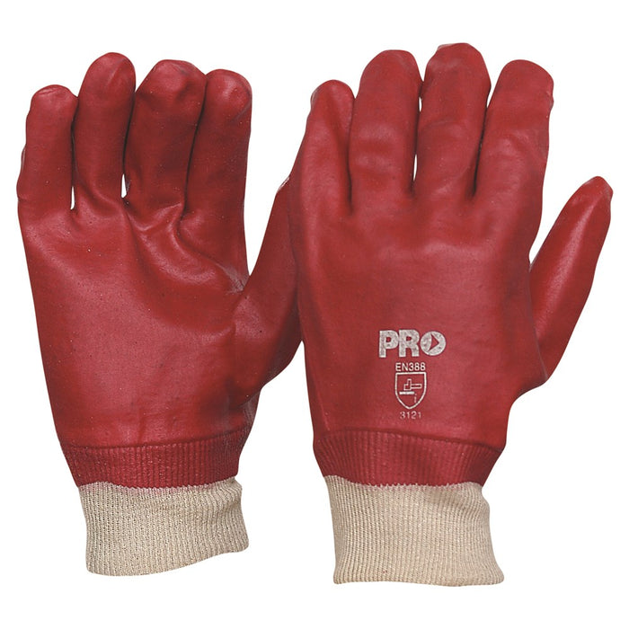 ProChoice 27cm Red Pvc / Knit Wrist Gloves Large One Size Pack of 12 (1444727062600)