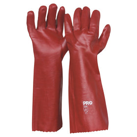 ProChoice 45cm Red PVC Cotton Interlock Lining Gloves Large Pack of 12 (1444727816264)