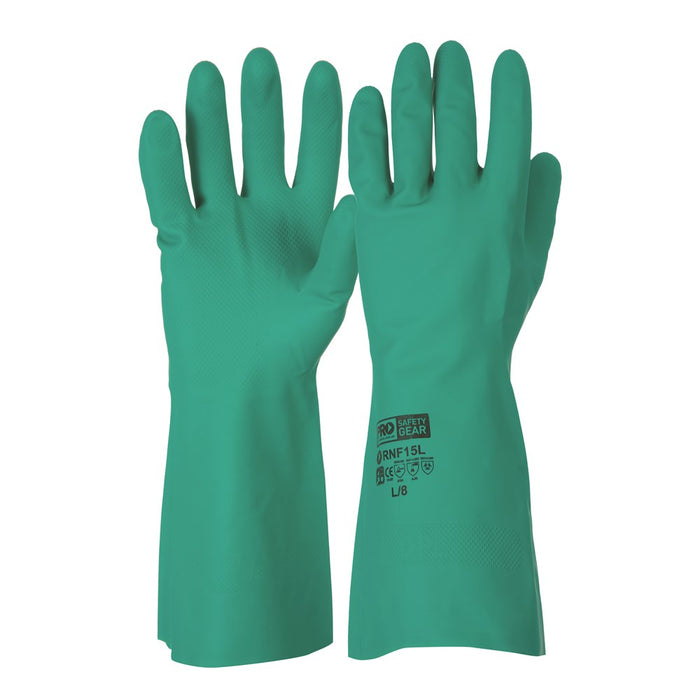 ProChoice Green Nitrile Rubbe Gloves Pure Cotton Lining Pack of 12 (1445175230536)