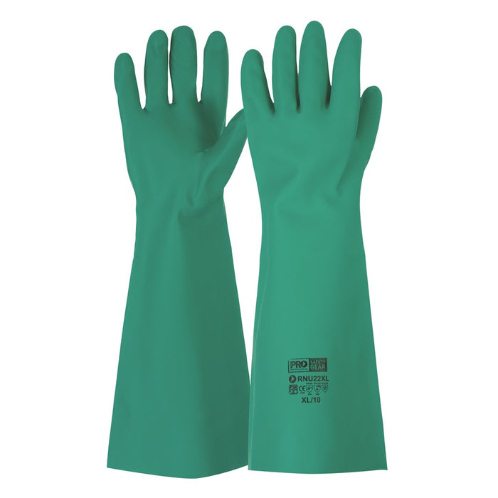 ProChoice 45cm Green Nitrile Gauntlet Gloves Pure Cotton Pack of 12 (1445174181960)