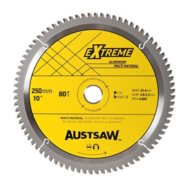 Sheffield AUSTSAW Aluminium Blade Triple Chip Carded 250mm x 25.4mm x 80T Carded