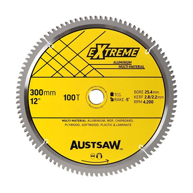 Sheffield AUSTSAW Aluminium Blade Triple Chip Carded 300mm x 25.4mm Bore Carded