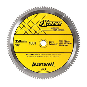 Sheffield AUSTSAW Aluminium Blade Triple Chip Carded 350mm x 25.4mm x 100T Carded